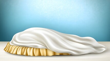 Poster - Elegant white fabric draped over a golden pedestal.