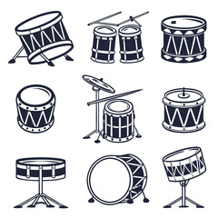 Fototapete - Collection of 16 diverse table silhouettes isolated on white background
