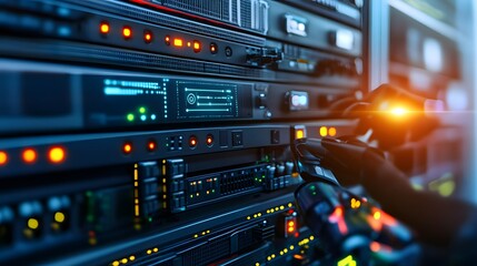 Poster - Close-up view of a server rack.