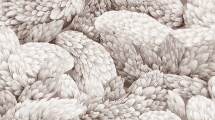 Poster - Abstract pattern of textured feathers in light beige and taupe.