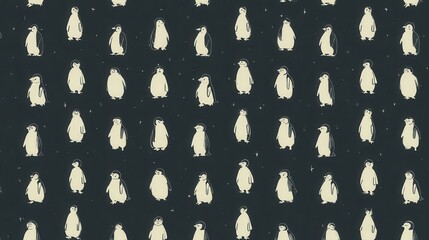Poster - Charming penguin pattern on a dark background.