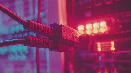 Poster - Close-up of network cables connected to a server.