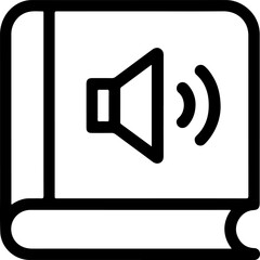 Poster - Simple black line icon of an audiobook symbol on a white background