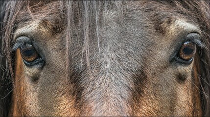 Poster - Close-up view of a horse's eye and surrounding fur.