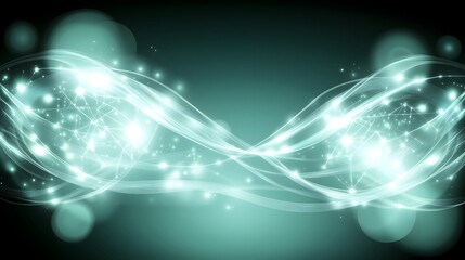 Aufkleber - Abstract teal design with glowing lines and points.