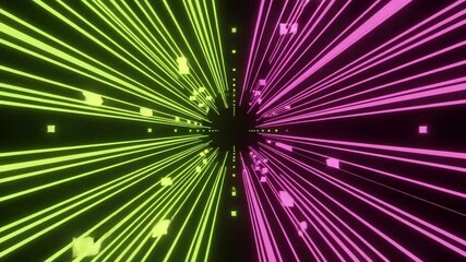 Poster - A futuristic tunnel of neon lights creates a vibrant and dynamic abstract background with sense of speed and motion