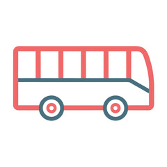Poster - Simple stylized icon of a bus with red and blue outline on white background