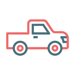 Aufkleber - Simple line art icon of a pickup truck in coral and teal colors
