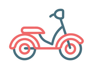 Poster - Stylized line icon of a red and blue scooter on a white background