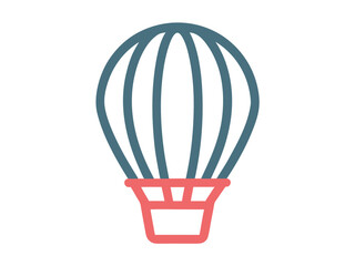 Poster - Stylized icon of a hot air balloon with blue envelope and coral basket