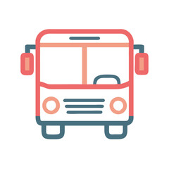 Poster - Stylized front view of a red and blue bus with a black background