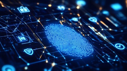 Aufkleber - Digital fingerprint overlaying a complex network.
