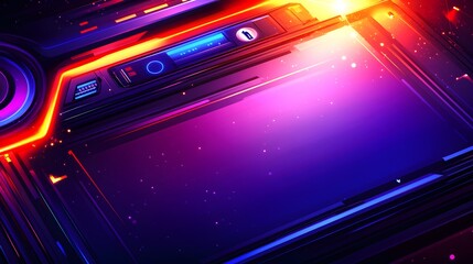 Aufkleber - Futuristic technological panel design with vibrant neon lighting.