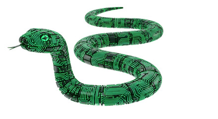 Poster - Cyber Snake: A captivating artistic interpretation of technology merges with nature. this vibrant snake made of intricate circuits snakes gracefully.