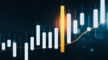 Poster - Financial Growth Illustration: An artistic representation of financial success and economic expansion, showcasing upward trends with illustrative bars and vibrant chart lines against a blurred.