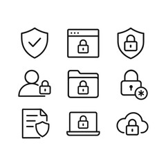 Leinwandbilder - Privacy protection security icons. Outline symbols. Line design