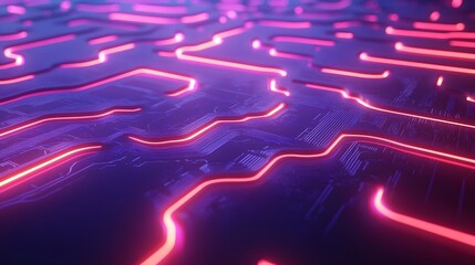 Aufkleber - Abstract digital circuit board design with glowing lines.
