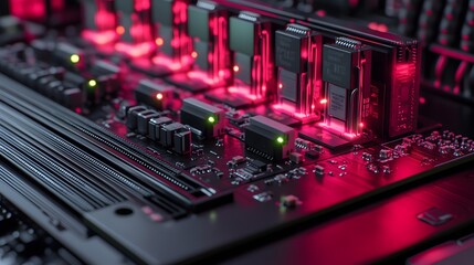 Poster - Close-up view of a detailed computer circuit board.