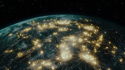 Poster - Global network of interconnected cities from space.