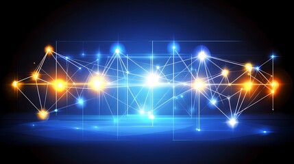Aufkleber - Abstract network design with glowing nodes and lines.