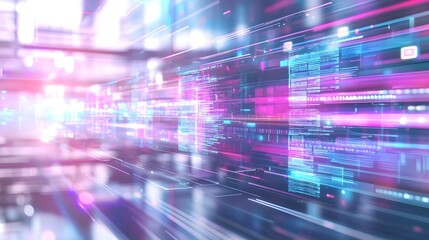 Aufkleber - Digital data stream with vibrant colors and motion blur.