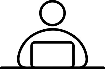 Aufkleber - Simple line art icon of a person sitting at a desk with a laptop