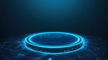 Aufkleber - Circular digital platform with glowing outline.