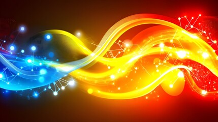 Aufkleber - Dynamic abstract design with glowing waves and light effects.