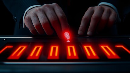 Poster - Person using a fingerprint scanner.