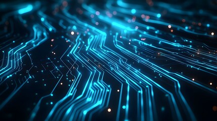 Poster - Abstract illustration of glowing circuit board pathways.