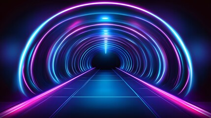 Aufkleber - Neon light tunnel with vibrant colors.