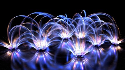 Poster - Abstract design of glowing streams radiating from central points.