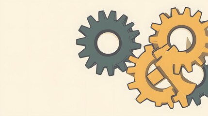 Aufkleber - Interlocking gears in muted tones.