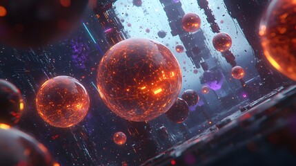 Poster - Abstract digital illustration of a futuristic space corridor.