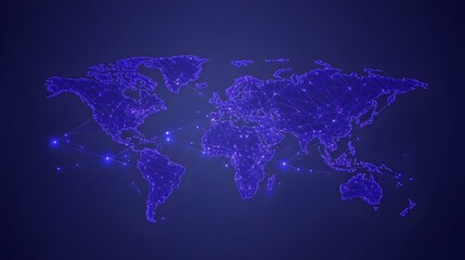Aufkleber - Global network map illustration with glowing connections.