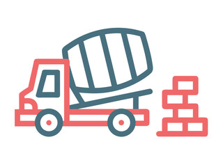 Aufkleber - Concrete Mixer Truck with Bricks Construction Icon Illustration