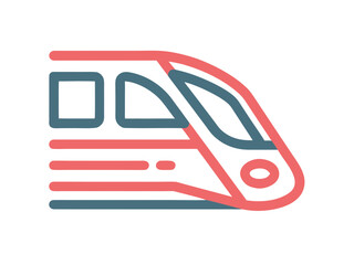 Poster - Modern High Speed Train Icon Illustration in Pink and Blue