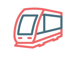 Poster - Modern Train Icon Illustration in Pink and Blue Colors