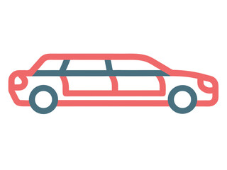 Poster - Stylized Car Illustration with Red Outline and Teal Accents