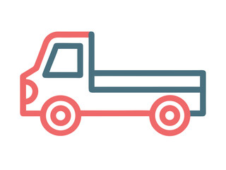 Poster - Minimalist Pickup Truck Illustration with Red and Blue Outline