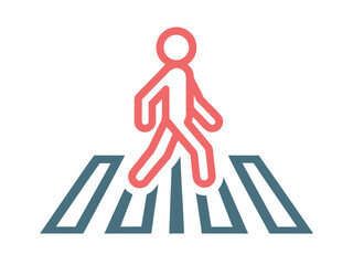 Poster - Pedestrian Crossing Icon with Person Walking in Crosswalk Symbol