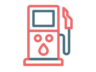 Poster - Gas Station Icon in Pink and Blue Colors on White