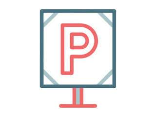 Aufkleber - Parking Sign Icon with Letter P in Red Outline