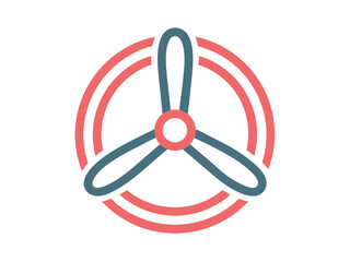 Poster - Minimalist Airplane Propeller Icon in Red and Blue
