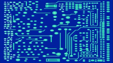 Poster - Circuit board pattern in teal and blue.