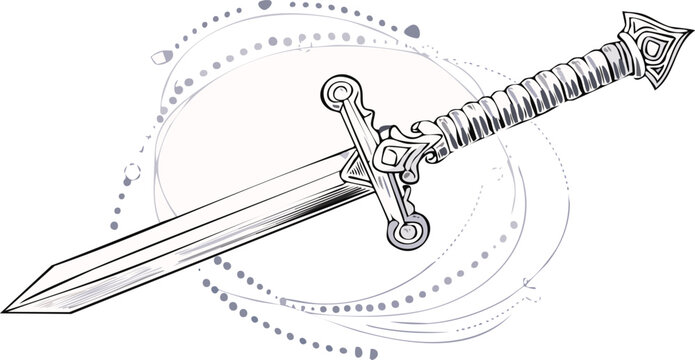 old medieval royal sword, antique weapon with rust metal. isolated on transparent white background. cut out.sword, sketch, vector, weapon, illustration, blade, line art, knife - weapon, fantasy, 