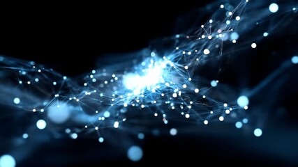 Aufkleber - Abstract network of blue glowing connection, digital data, futuristic technology, and innovation with dynamic energy, communication, and modern design dark background, representing digital, abstract