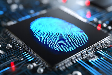 Poster - Fingerprint Technology on a Circuit Board Showcasing Security Systems in a Modern Digital Landscape