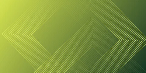 Poster - Green abstract background with glowing geometric lines. Modern gradient rounded square lines pattern.