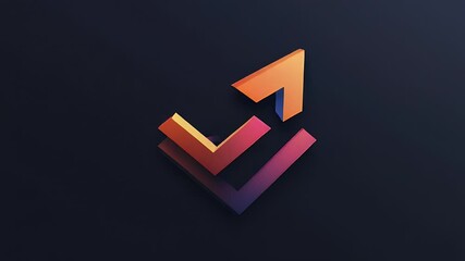 Poster - Abstract 3D shapes in gradient colors on a dark textured background. Pixelated style with geometric forms. Modern digital design with a minimalist aesthetic.